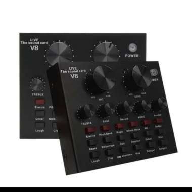Soundcard V8 Audio Mixer untuk HP PC Mac Live Broadcast Karaoke