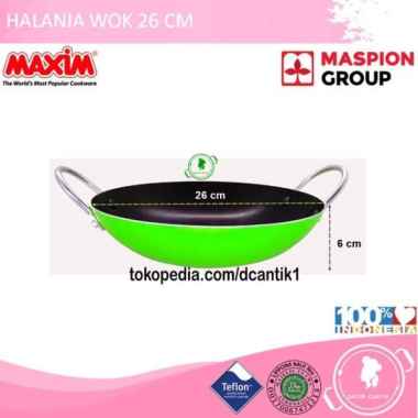 WAJAN TEFLON HALANIA WOK 26 CM MAXIM MASPION hijau