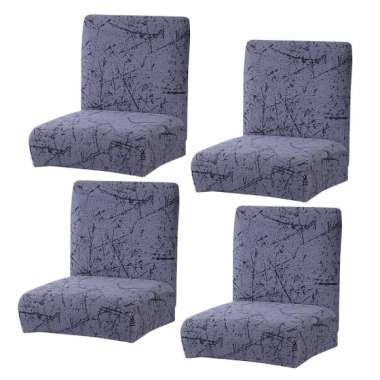 3x Stretch Elastic Short Back Dining Chair Cover Bar Stool Slipcover Grey 