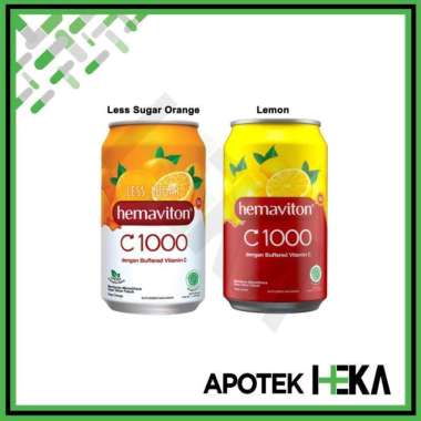 Hemaviton C1000 Kaleng 330 ml Vitamin C Orange Less Sugar Lemon Jeruk Orange
