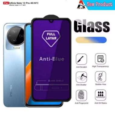 Tempered Glass INFINIX NOTE 12 PRO 4G Full Cover Protector Handphone Tempered Glass Blue