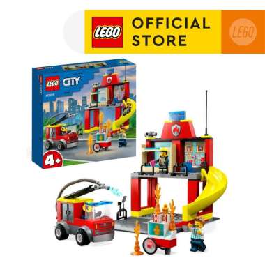 LEGO City 60375 Fire Station and Fire Truck (153 Pieces), Mainan, Building Block, Toys
