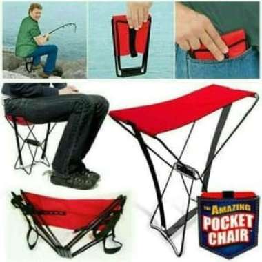 Kursi Lipat Kemah / Kursi Pancing Ikan / Pocket Chair / kursi mini Biru