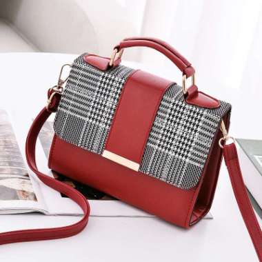MICHELLE - Korean plaid party bag shoulder bag tas selempang tas wanita RED
