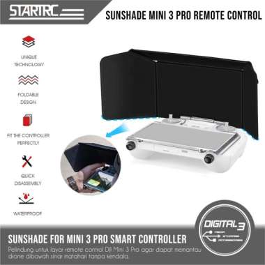 STARTRC Remote Control LCD Sun Shade Hood DJI RC Mini 3 Pro Controller Hitam