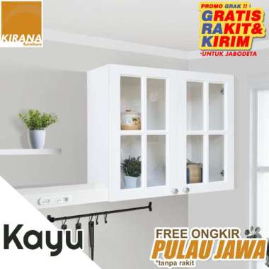 FULL KAYU - Kitchen Set Atas Rak Dapur Modern Minimalis Nebraska Kaca 2 Pintu Kaca B
