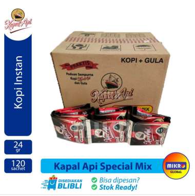 Promo Harga Kapal Api Kopi Bubuk Special Mix per 120 sachet 24 gr - Blibli