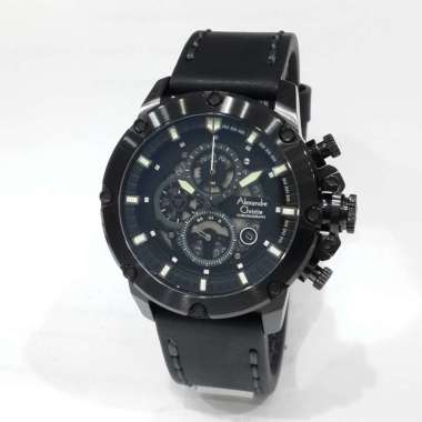 Alexandre Christie Chronoraph 6564MCL Jam Tangan Pria Tali Kulit Black