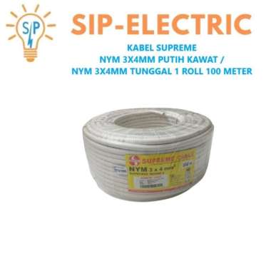 KABEL SUPREME NYM 3X4MM PUTIH KAWAT / NYM 3X4 MM TUNGGAL100 METER