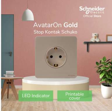 Schneider Electric AvatarOn Stop Kontak Schuko - Gold