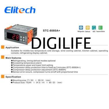 Elitech STC8080A+ Thermostat Defrost STC-8080A+ Termostat Temperature Controller Pengontrol Suhu Kon