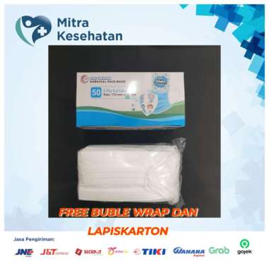 MASKER MEDIS JSP 3 PLY SURGICAL MASK EARLOOP ISI 50 PCS PUTIH