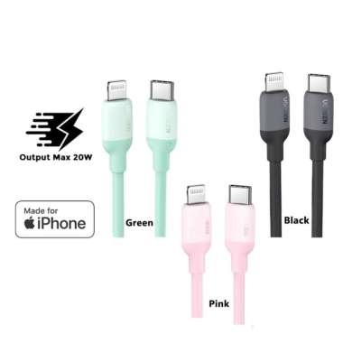 Cable Data USB C to iPhone Lightning UGREEN MFI 3A 20W Silicone Cable 1m Pink