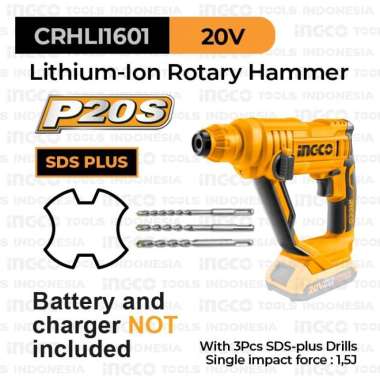 Cordless Rotary Hammer Drill INGCO CRHLI1601 Mesin Bor Beton SDS+ P20S