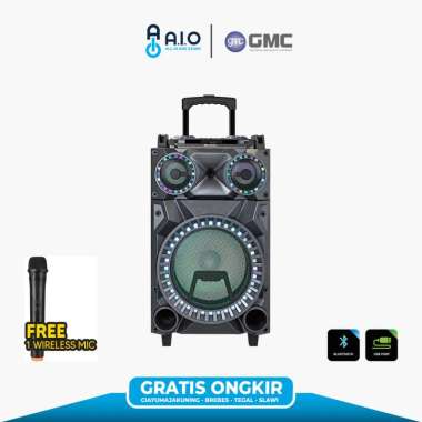 GMC SPEAKER 899B BLUETOOTH + WIRELESS MIC | TERMURAH + GRATIS ONGKIR* Abu-abu