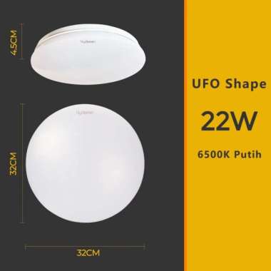 Hyderson Led Lampu Plafon 22W 30W 3 Warna 6500K Ceilling Lampu 2200Lm 22w(Putih)
