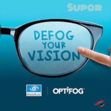 Lensa Essilor crizal Alize kacamata Minus Optifog anti embun masker