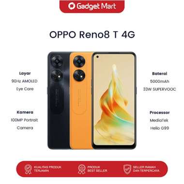 OPPO Reno8 T 4G 8/256GB - Garansi Resmi Midnight Black