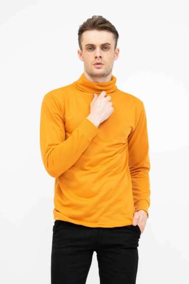 Turtle Neck Pria Lengan Panjang Kaos Slim Fit Kerah Tinggi Houseofcuff Size L Mustard