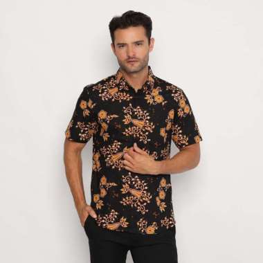Platini Kemeja Batik Pria Lengan Pendek Katun Coklat 430584 S