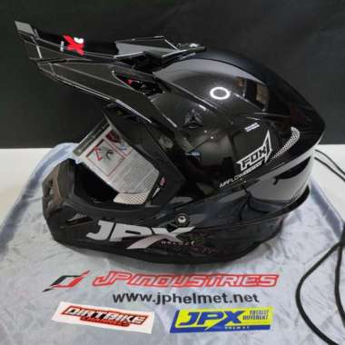 Helm JPX Full Face SNI Hitam Black Trail Supermoto Trabas Adventure Hitam Kilat