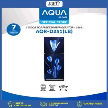 AQUA Kulkas 2 Pintu AQR-D251(LB) 169L Lily Blue Series Bunga Garansi Resmi