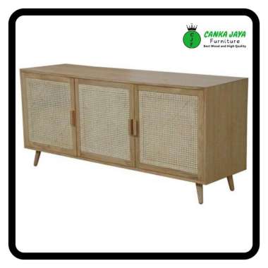 MEJA RAK BUFET TV ROTAN MINIMALIS MODEL PENYIMPANAN MURAH - KAYU JATI