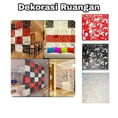 dekorasi penyekat ruang vintage PVC - alat sekat ruangan 1set isi 4bh HITAM