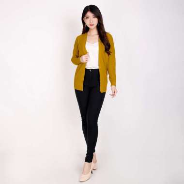 Cardigan Rajut lengan panjang Gaya Korea Wanita model terbaru - Jfashion Berscha M-L Mustard