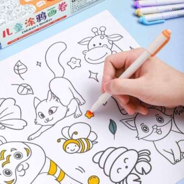 COLOURING STICKER ROLL WALLPAPER stiker anak seru mala tempel tembok Bear