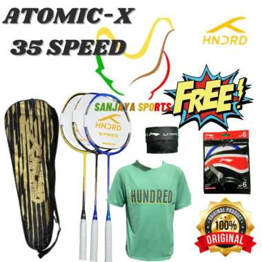 RAKET BULUTANGKIS BADMINTON HUNDRED ATOMIC-X 35 SPEED ORIGINAL 027-3 LIME/BLACK