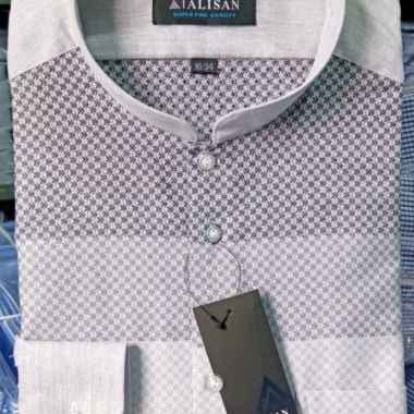 Baju Koko Alisan Reguler Fit Putih Panjang Koko vertikal M