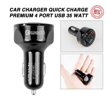 Qualcomm Car Charger Mobil 3.0 Fast Charging 7A 35W USB 4 Port Protect