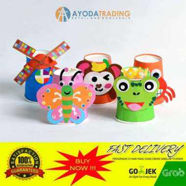 DIY Paper Cup Craft Mainan Edukasi Kertas Warna Tempel