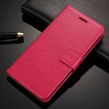 Flip Wallet Leather Dompet Kartu Kulit Cover Case Casing Oppo F1s - Merah Oppo F1S