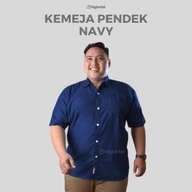 Big Jordan Kemeja Pendek Pria Jumbo XXXL 4XL Kemeja Formal Pria Big Size- Biru Muda Navy 4XL