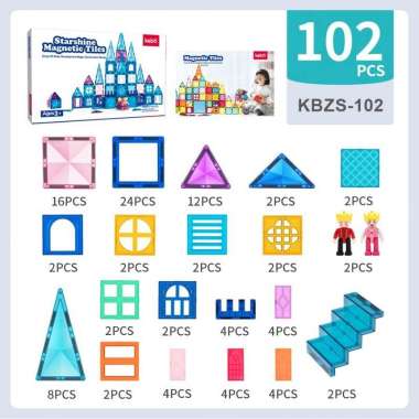 Kebo Starshine Magnetic Tiles 102 Pcs mainan edukasi magnet susun