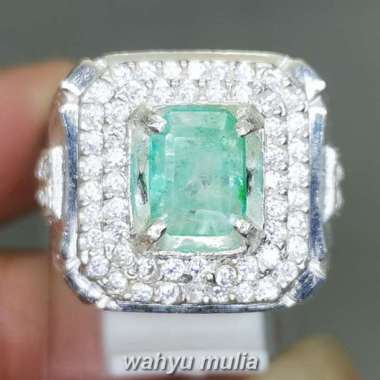 Batu Emerald Zamrud Colombia Bermemo Ring Perak asli Kode 2155 Hijau