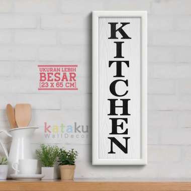 Hiasan Dinding Dapur Tulisan Kitchen Sign Rustic Poster Dekorasi Dapur - putih