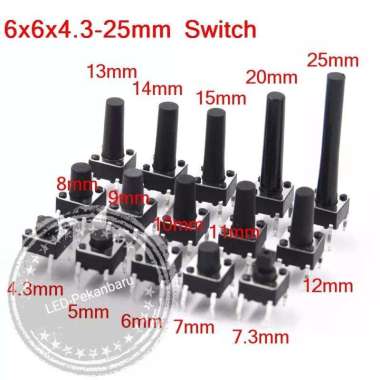 SWITCH TACTILE PUSH BUTTON 4PIN ON PERSEGI TOMBOL TV LED MESIN CUCI 6x6x15mm