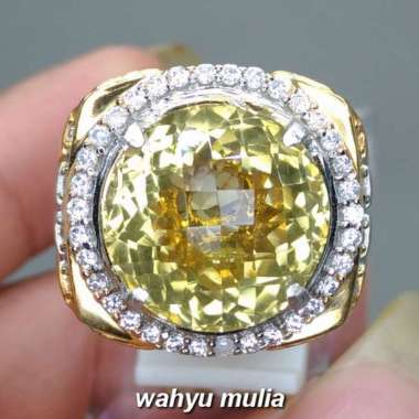 Batu Cincin Permata yakut Kecubung Citrine Quartz Bulat asli (Kode 1511) Kuning