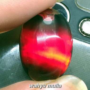 Batu Akik Natural Kecubung Api Yaman Wulung Asli (Kode 1063) hitam senter tembus merah