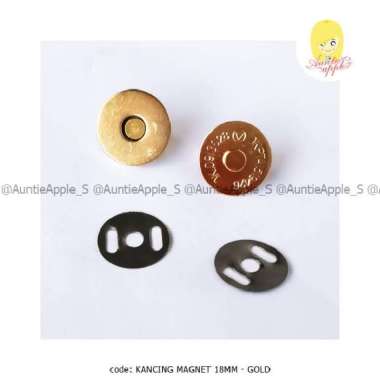 KANCING MAGNET GOLD 18mm/MAGNETIC BUTTON/BAHAN TAS HANDMADE/DIY DOMPET