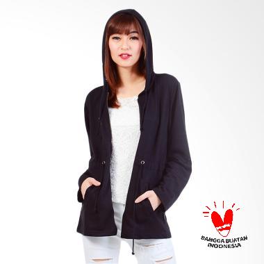 Jfashion Jaket Hoodie Wanita - Maudy Hitam