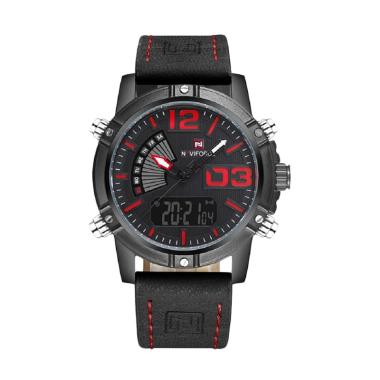 Naviforce NF9095 Jam Tangan Pria - Hitam Merah Black Red