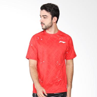 Li Ning RN Tee Kaos Badminton Pria - Red ATSL435-2