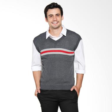 VM Knitt Vest-015 Sweater Rompi Rajut - Abu Tua Semua Ukuran Grey