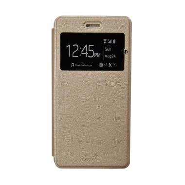 SMILE Flip Cover Casing for Samsung Galaxy A9 Pro - Gold