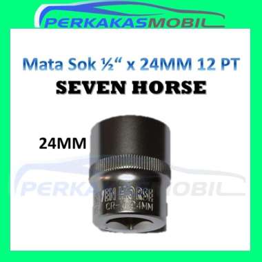 Seven Horse Anak Mata Kunci Sock Shock Shok Sok Socket 1/2" X 24Mm 24 Mm CRV PT Segi 12 PT 12PT PT12