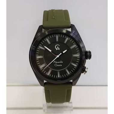 Alexandre Christie AC8630MH Light Jam Tangan Unisex Rubber Strap Black Green